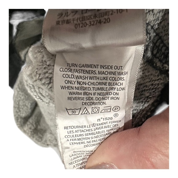 Polo Ralph Lauren Hoodie Boys 7 Gray Full Zip Fleece POLO Logo Sweatshirt - Picture 7 of 8